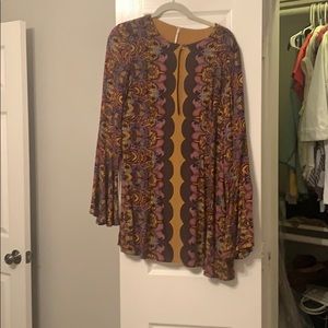 Retro Free People long sleeve flowy dress